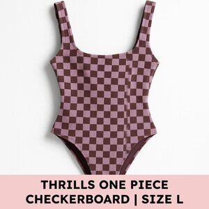 Thrills One Piece Swimsuit Checkerboard Retro Y2K Festivalcore Size L